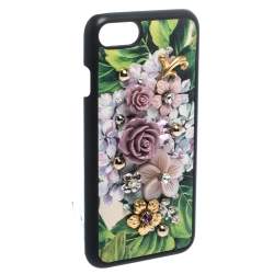 Pre Owned Dolce & Gabbana Multicolor Floral Embellished Leather iPhone 7 Case