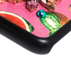 Pre Owned Dolce & Gabbana Multicolor Fruit Print Leather Crystal Embellished iPhone 7 Case