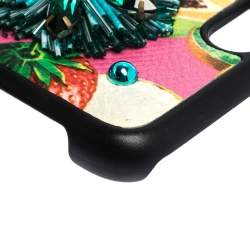 Pre Owned Dolce & Gabbana Multicolor Fruit Print Leather Crystal Embellished iPhone 7 Case