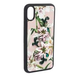 مملوكة مسبقًا جراب ايفون اكس دولتشي أند غابانا مزخرف جلد طباعة زهور متعدد الألوان 