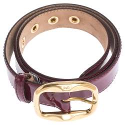 Pre Owned حزام دولتشي آند غابانا جلد عنابي لامع 85 سم