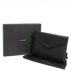 مملوكة مسبقًا Dolce & Gabbana Black Dauphine Leather iPad Envelope Case