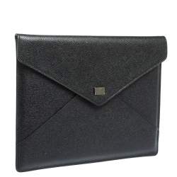 مملوكة مسبقًا Dolce & Gabbana Black Dauphine Leather iPad Envelope Case