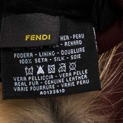 Pre Owned Fendi Maroon Fox Fur and Leather Long Gloves 