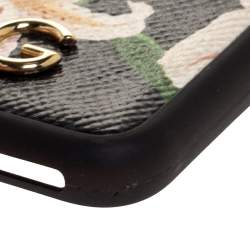 Pre Owned Dolce & Gabbana Multicolor Lily Print Leather iPhone XS Max Case
