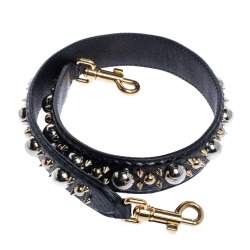 Pre Owned Dolce & Gabbana Black Snakeskin Studded Shoulder Bag Strap