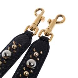 Pre Owned Dolce & Gabbana Black Snakeskin Studded Shoulder Bag Strap