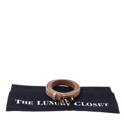 Pre Owned حزام دولتشي أند غابانا لوحة مزينة شعار الماركة جلد مُحبب بيج 95 سم