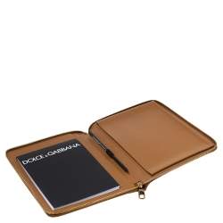 Pre Owned Dolce & Gabbana Tan Leather Agenda Organizer