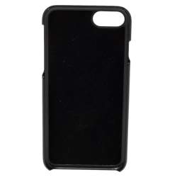 Pre Owned Dolce & Gabbana Black Lizard Embossed Leather Studded iPhone 7 Cover