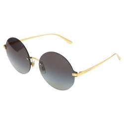 Pre Owned Dolce & Gabbana Gold Tone/ Grey Gradient Logo Plaque Round Sunglasses