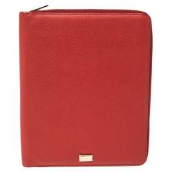 Pre Owned Dolce & Gabbana Red Leather Agenda Organizer