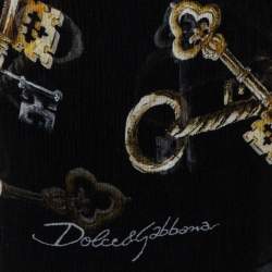 Pre Owned Dolce & Gabbana Black Key Print Chiffon Silk Scarf