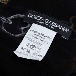 Pre Owned Dolce & Gabbana Black Key Print Chiffon Silk Scarf