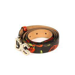 Pre Owned Dolce & Gabbana Floral Logo Belt Size 85 CM
