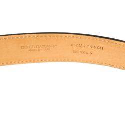 Pre Owned Dolce & Gabbana Floral Logo Belt Size 85 CM