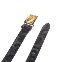 مملوكة مسبقًا  Dolce & Gabbana Grey Leopard Print Leather Logo Plaque Belt 80CM