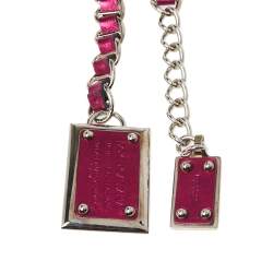 Pre Owned Dolce & Gabbana Fuchsia Leather Logo Plaque Chain Belt 85CM