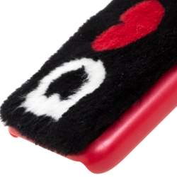 Dolce & Gabbana Black/Red Fur Logo Plaque iPhone X Cover