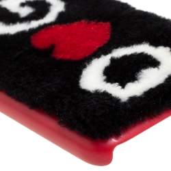 Dolce & Gabbana Black/Red Fur Logo Plaque iPhone X Cover