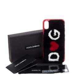 Dolce & Gabbana Black/Red Fur Logo Plaque iPhone X Cover