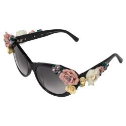 مملوكة مسبقًا Dolce & Gabbana Black Gradient DG 4180 501/87 Floral Sunglasses
