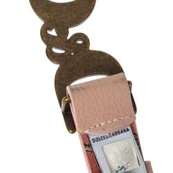 Pre Owned Dolce & Gabbana Pink Leather D&G Logo Belt 90CM