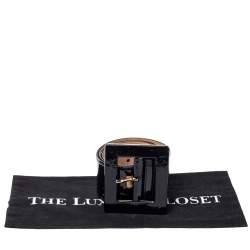 Pre Owned حزام دولتشي أند غابانا عريض جلد لامع أسود 80 سم