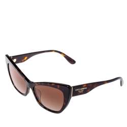 Pre Owned نظارة شمسية دولتشي أند غابانا عين قطة دي جي 4370 - أف متدرجة بنية/ هافانا داكنة