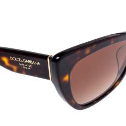 Pre Owned نظارة شمسية دولتشي أند غابانا عين  قطة دي جي 4370 - أف متدرجة بنية/ هافانا داكنة