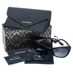 Pre Owned نظارة شمسية دولتشي أند غابانا عين قطة دي جي 4370-أف رمادية/ سوداء