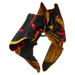Dolce & Gabbana Black Silk Pasta Print Bow Headband