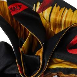 Dolce & Gabbana Black Silk Pasta Print Bow Headband