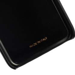 Pre Owned غطاء آيفون اكس دولتشي أند غابانا "اموري" مزين بشعار الماركة دي جي جلد أسود