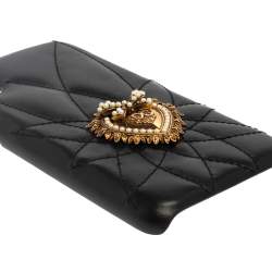 Pre Owned Dolce & Gabbana Black Leather Sacred Heart iPhone X Cover 