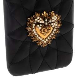 Pre Owned Dolce & Gabbana Black Leather Sacred Heart iPhone X Cover 
