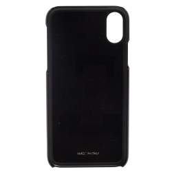 Pre Owned Dolce & Gabbana Pink/Black Leather Crystal Embellished Logo iPhone X Cover