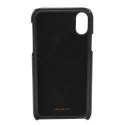 Pre Owned غطاء آيفون اكس دولتشي أند غابانا مزين حلية سيكريد هارت جلد أسود