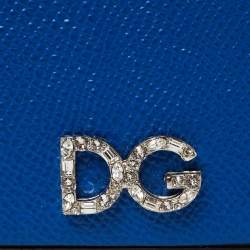 Pre Owned Dolce & Gabbana Blue/Black Leather Crystal Embellished Logo iPhone X Cover