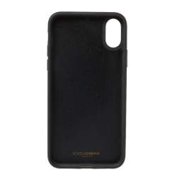 مملوكة مسبقًا حافظة أيفون أكس دولتشي أند غابانا دوفين جلد سوداء/ حمراء