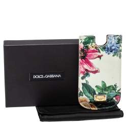Pre Owned Dolce & Gabbana White Floral Print Patent Leather IPhone 5 Case