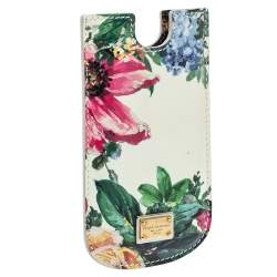 Pre Owned Dolce & Gabbana White Floral Print Patent Leather IPhone 5 Case