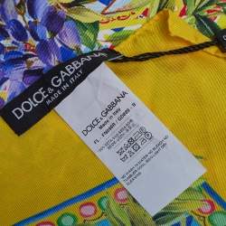 Pre Owned Dolce & Gabbana Yellow Mambo Print Silk Square Scarf
