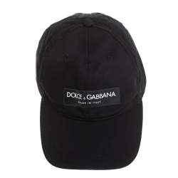 Pre Owned Dolce & Gabbana Black Canvas Logo Detail Baseball Cap L