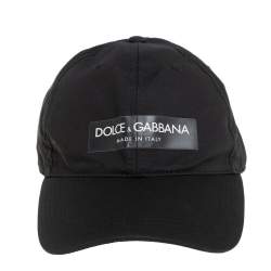 Pre Owned Dolce & Gabbana Black Canvas Logo Detail Baseball Cap L