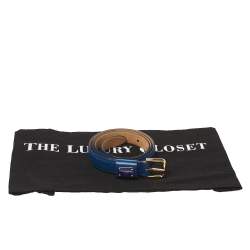 Pre Owned Dolce & Gabbana Blue Leather Slim Buckle Belt 80CM