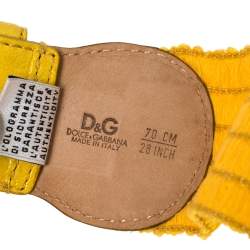 Pre Owned Dolce & Gabbana Yellow Leather and Straw Elastic Waist Belt 70 CM