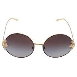 Pre Owned Dolce and Gabbana Gold/Grey DG2252-H Pearl Embellished Round Sunglasses
