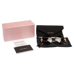 Pre Owned Dolce and Gabbana Gold/Grey DG2252-H Pearl Embellished Round Sunglasses