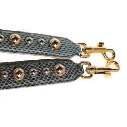 Pre Owned Dolce & Gabbana Green Snakeskin Studded Shoulder Bag Strap